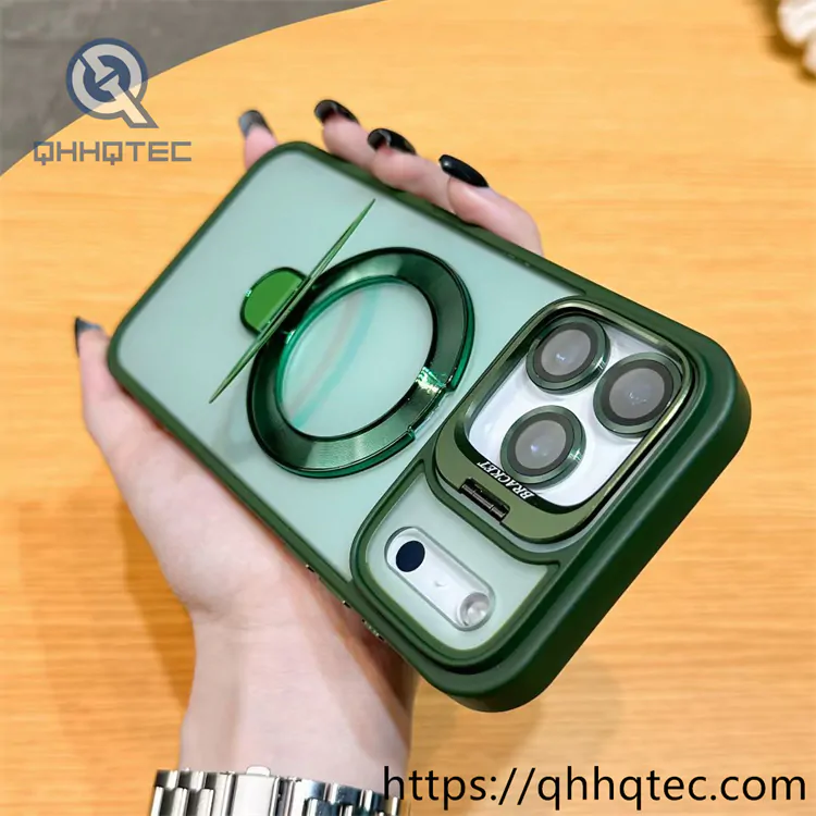 skin texture double bracket magnetic case