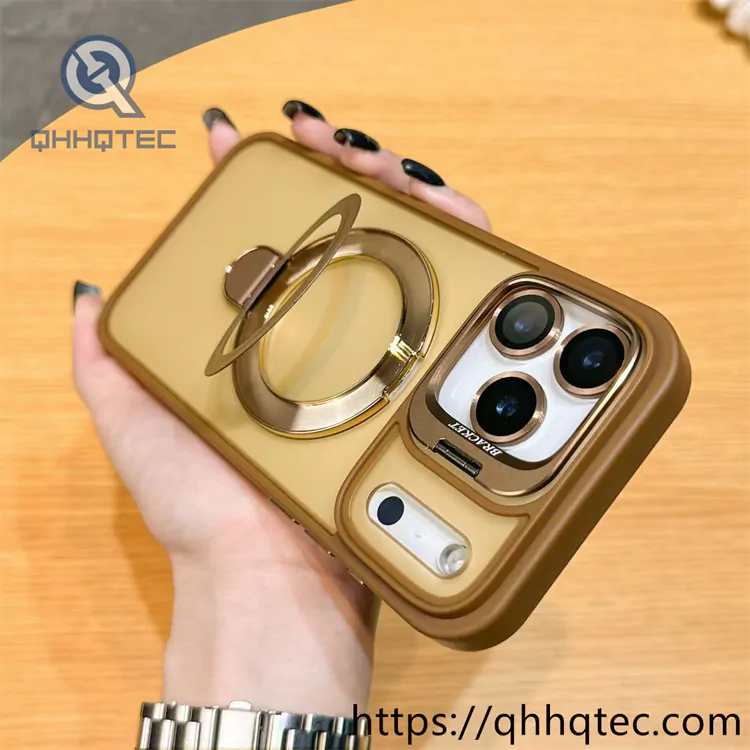 skin texture double bracket magnetic case