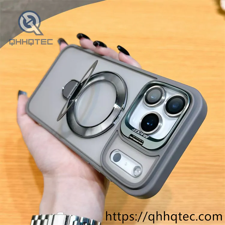 skin texture double bracket magnetic case