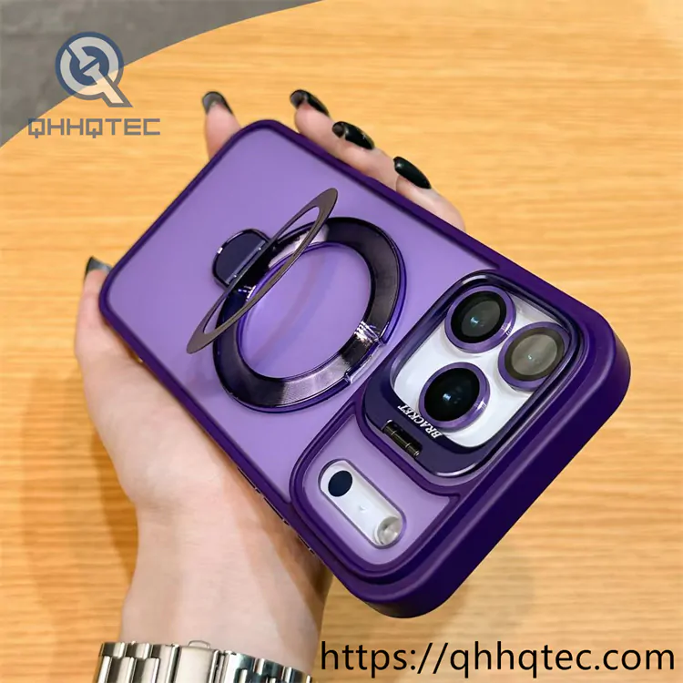 skin texture double bracket magnetic case