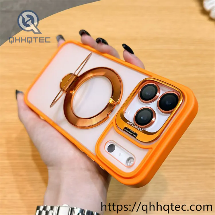 skin texture double bracket magnetic case