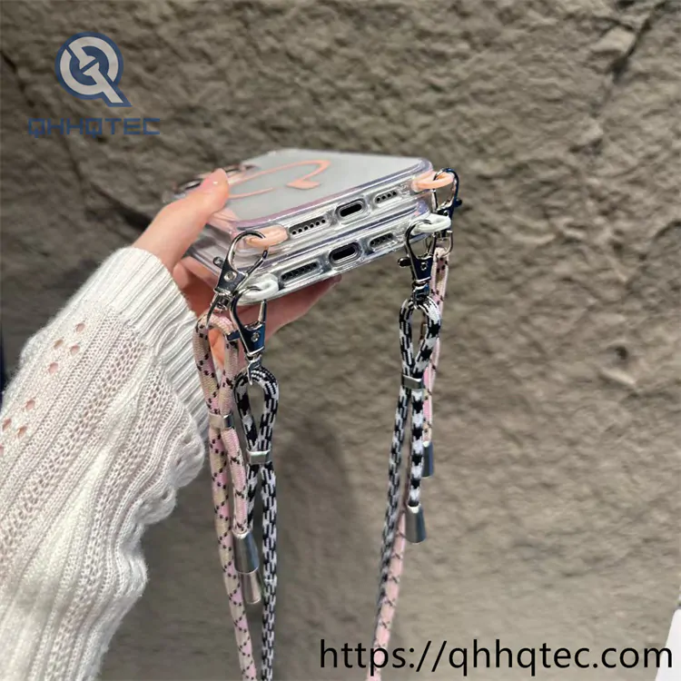 highly transparent magnetic wireless charging phone case with lanyard