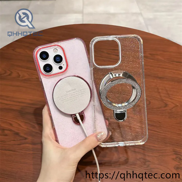 glitter transparent phone case with bracket