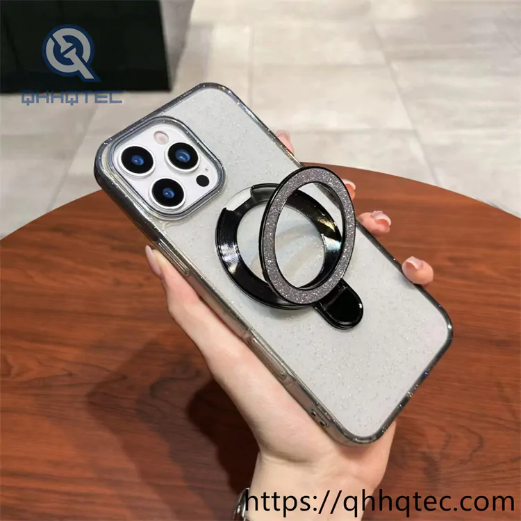 glitter transparent phone case with bracket
