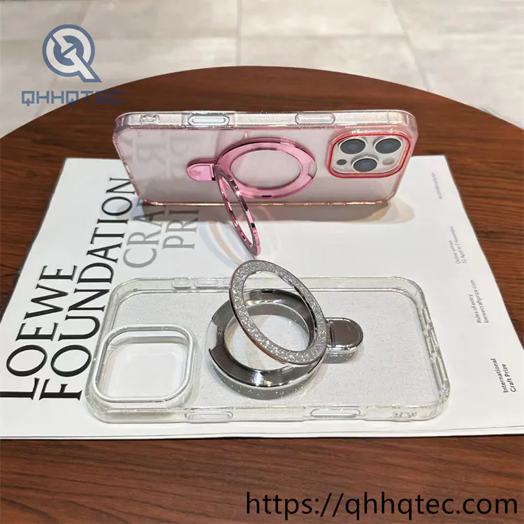 glitter transparent phone case with bracket