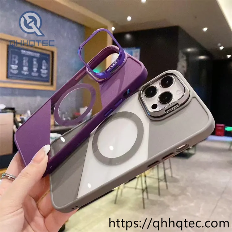 half transparent magsafe case with metal camera