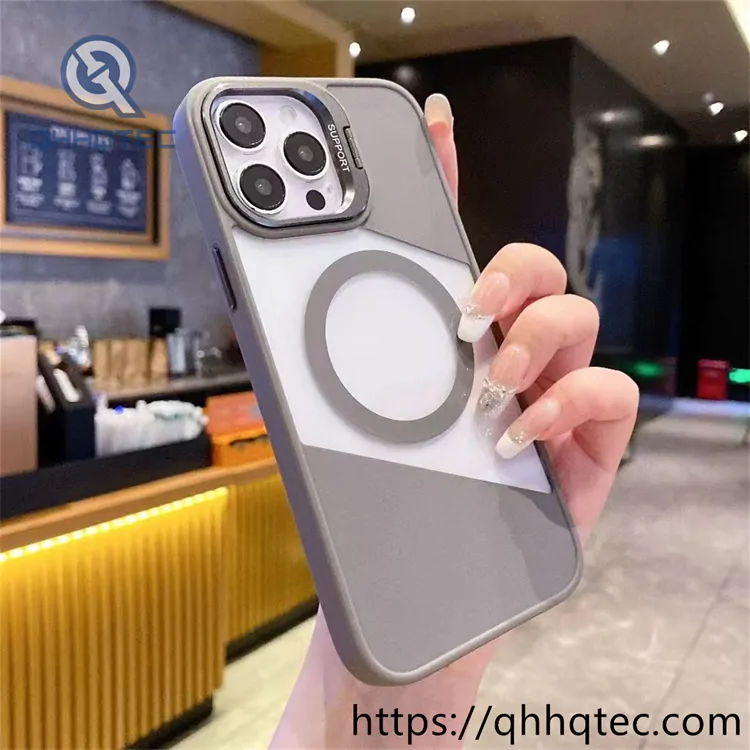 half transparent magsafe case with metal camera