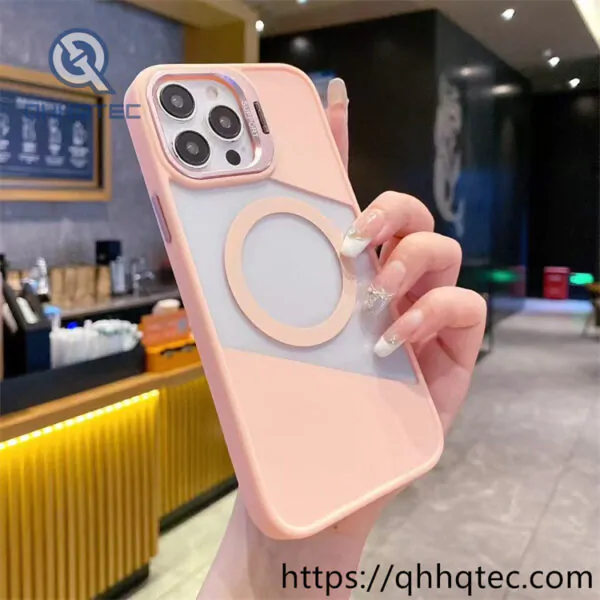 half transparent magsafe case with metal camera