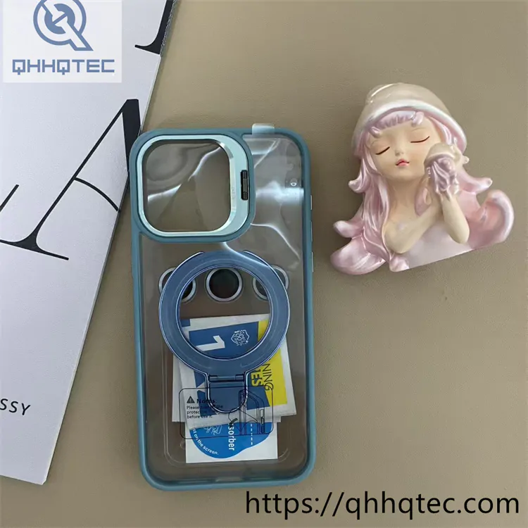 metal bracket transparent double popsocket stand magsafe case