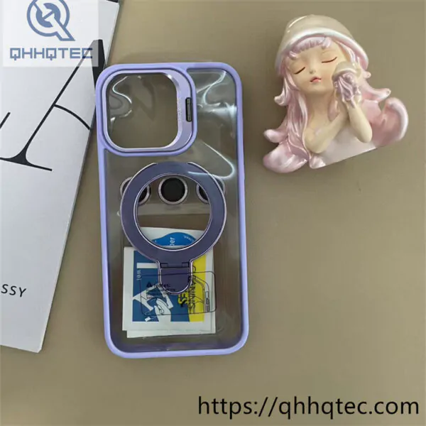 metal bracket transparent double popsocket stand magsafe case