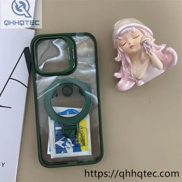metal bracket transparent double popsocket stand magsafe case