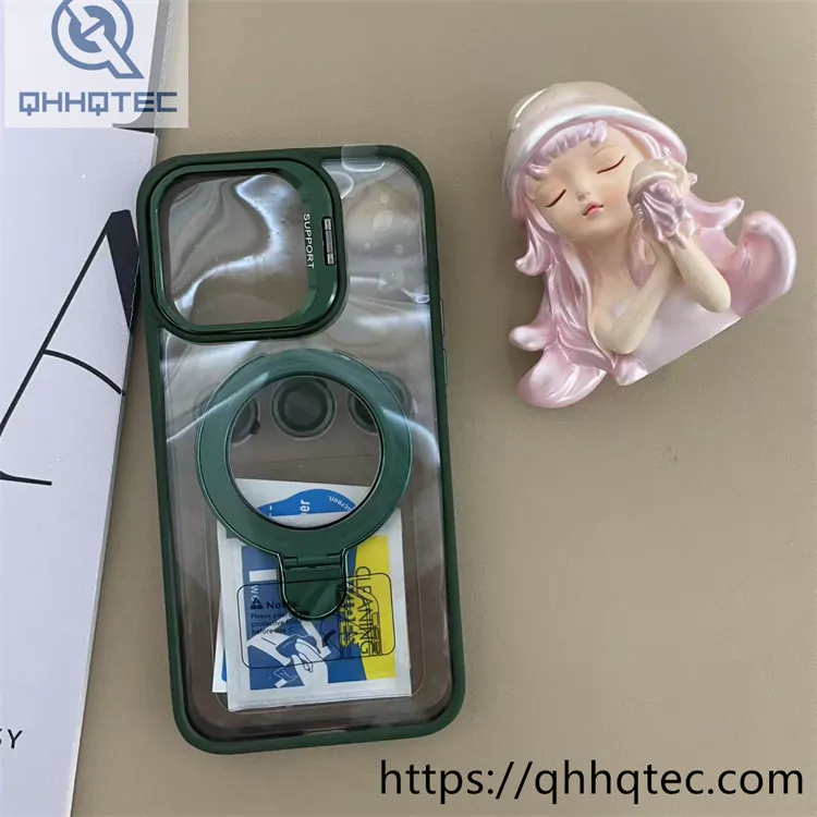 metal bracket transparent double popsocket stand magsafe case