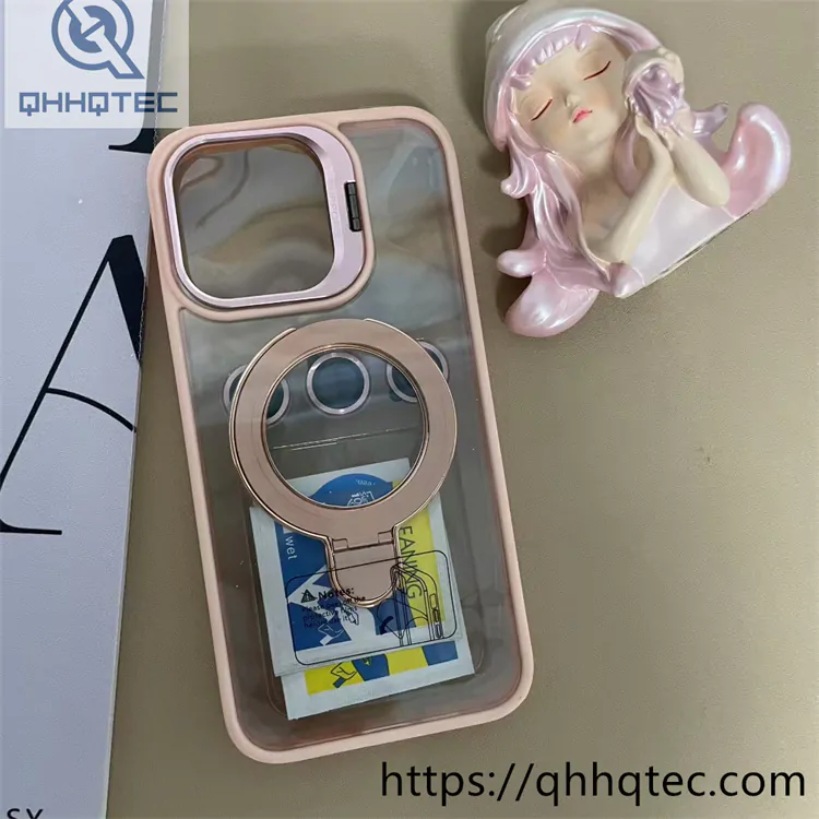 metal bracket transparent double popsocket stand magsafe case