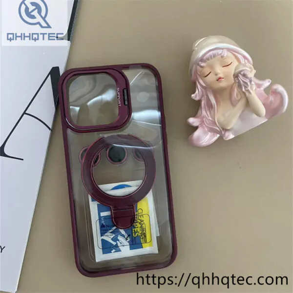 metal bracket transparent double popsocket stand magsafe case