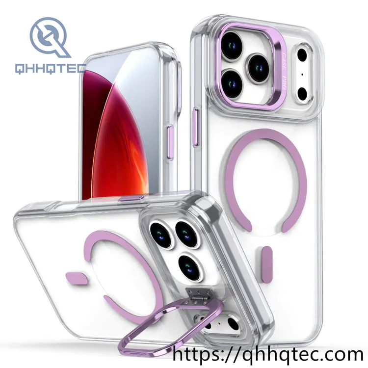 transparent phone case with metal len bracket