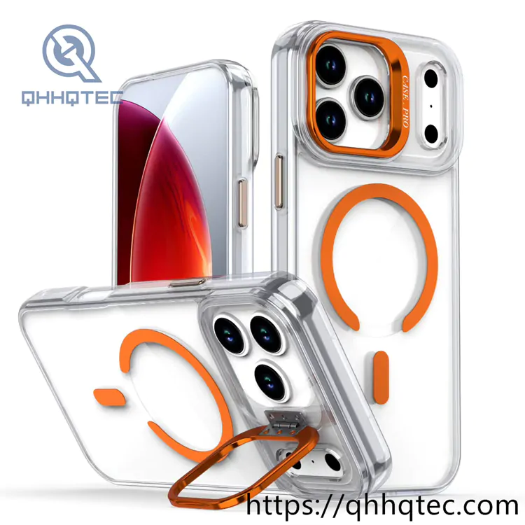 transparent phone case with metal len bracket