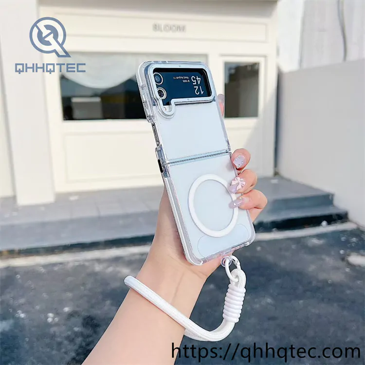 magnetic foldable phone case with lanyard