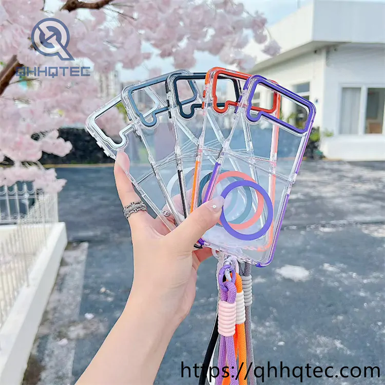 magnetic foldable phone case with lanyard