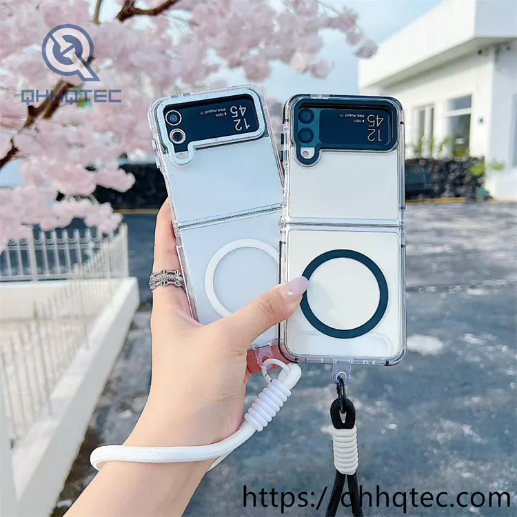 magnetic foldable phone case with lanyard