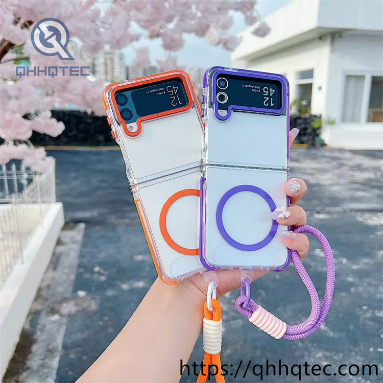 magnetic foldable phone case with lanyard