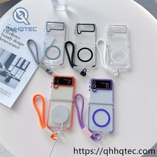 magnetic foldable phone case with lanyard