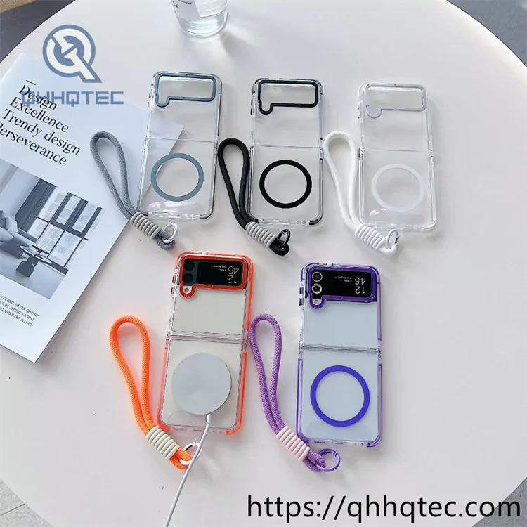 magnetic foldable phone case with lanyard