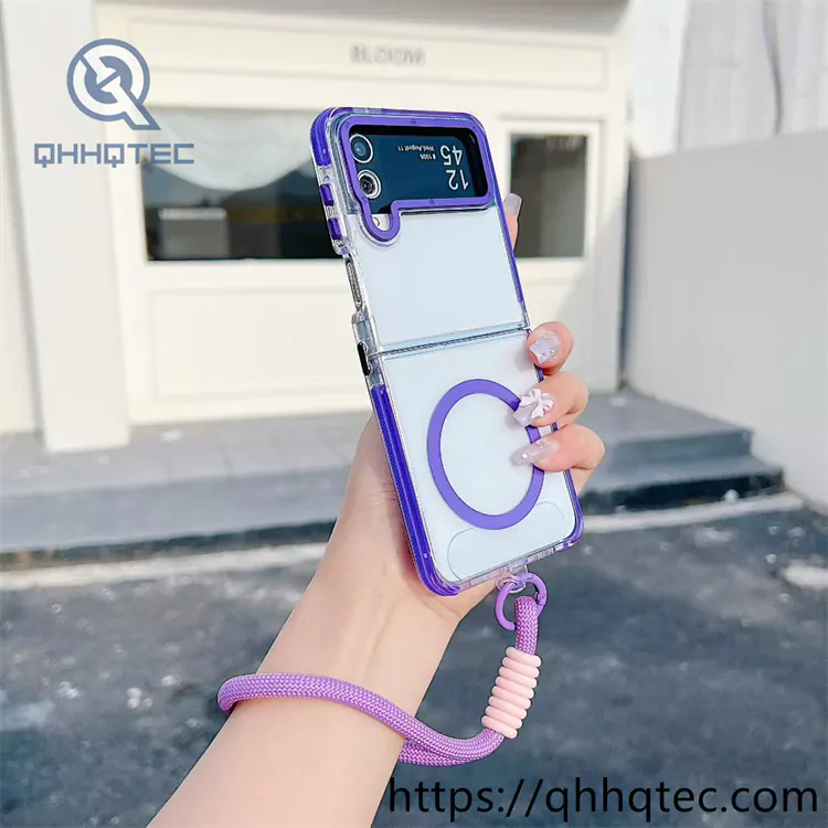 magnetic foldable phone case with lanyard