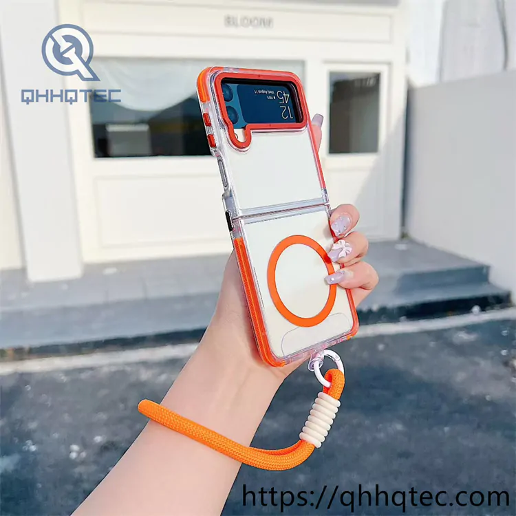 magnetic foldable phone case with lanyard