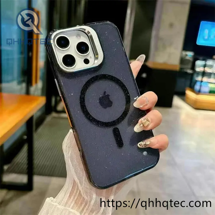 glitter shinning transparent metal camera iphone case
