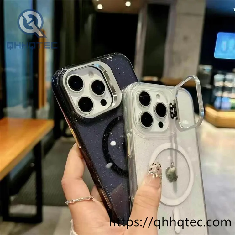 glitter shinning transparent metal camera iphone case