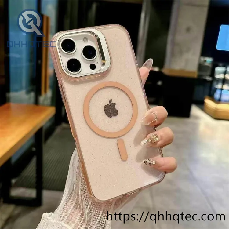 glitter shinning transparent metal camera iphone case