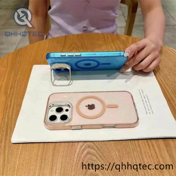 glitter shinning transparent metal camera iphone case