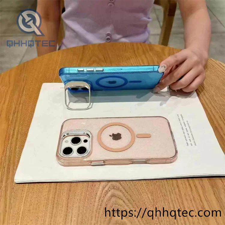 glitter shinning transparent metal camera iphone case