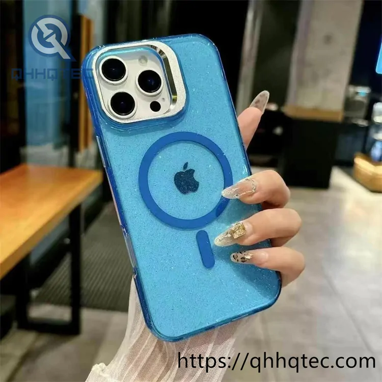 glitter shinning transparent metal camera iphone case