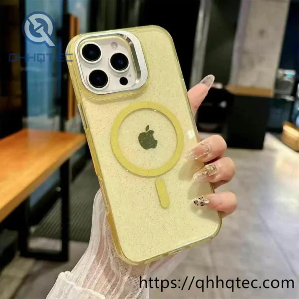 glitter shinning transparent metal camera iphone case