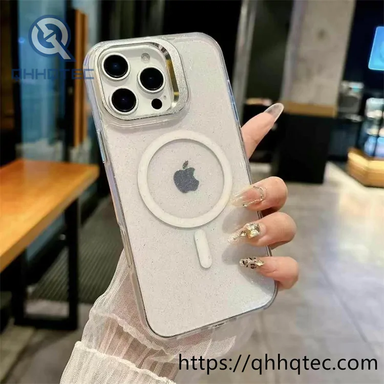 glitter shinning transparent metal camera iphone case
