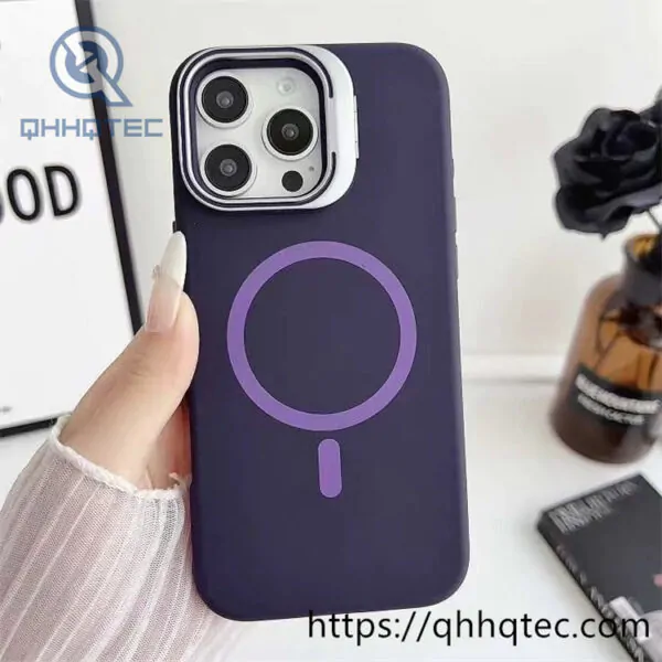 liquid silicone magsafe case magnetic case with camera glass