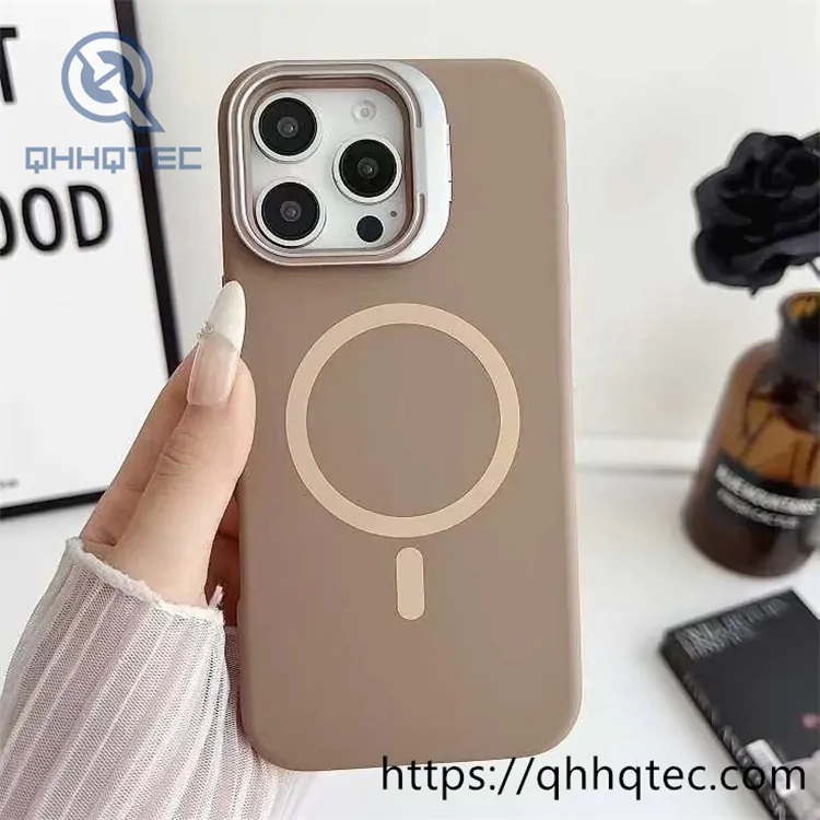 liquid silicone magsafe case magnetic case with camera glass