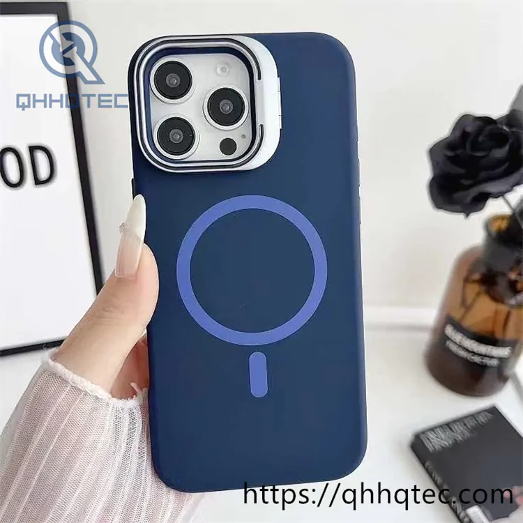 liquid silicone magsafe case magnetic case with camera glass