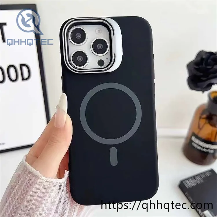 liquid silicone magsafe case magnetic case with camera glass