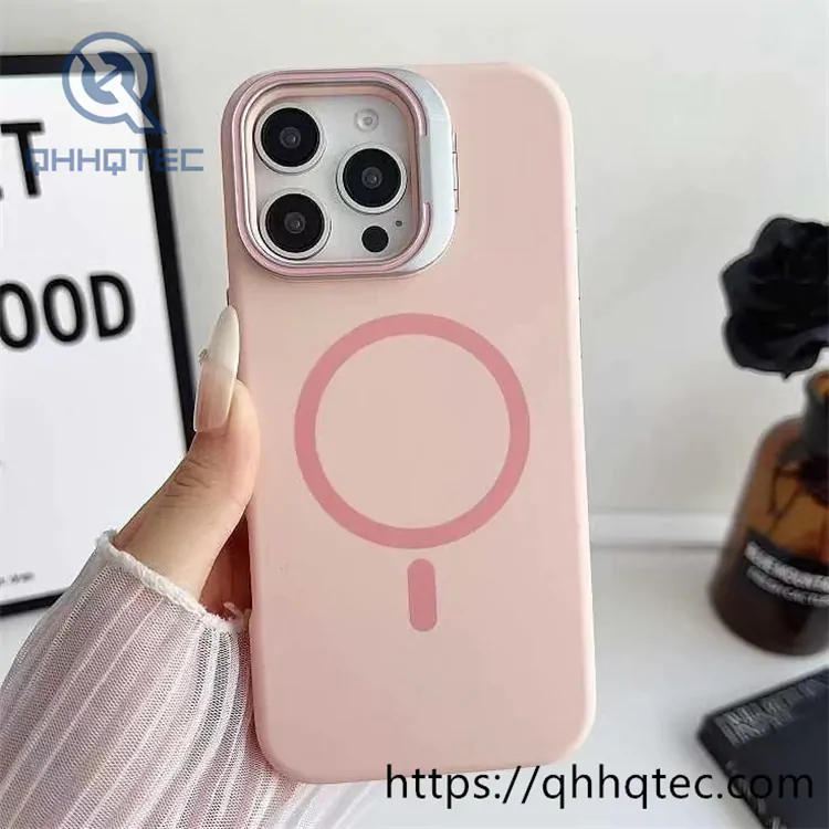 liquid silicone magsafe case magnetic case with camera glass