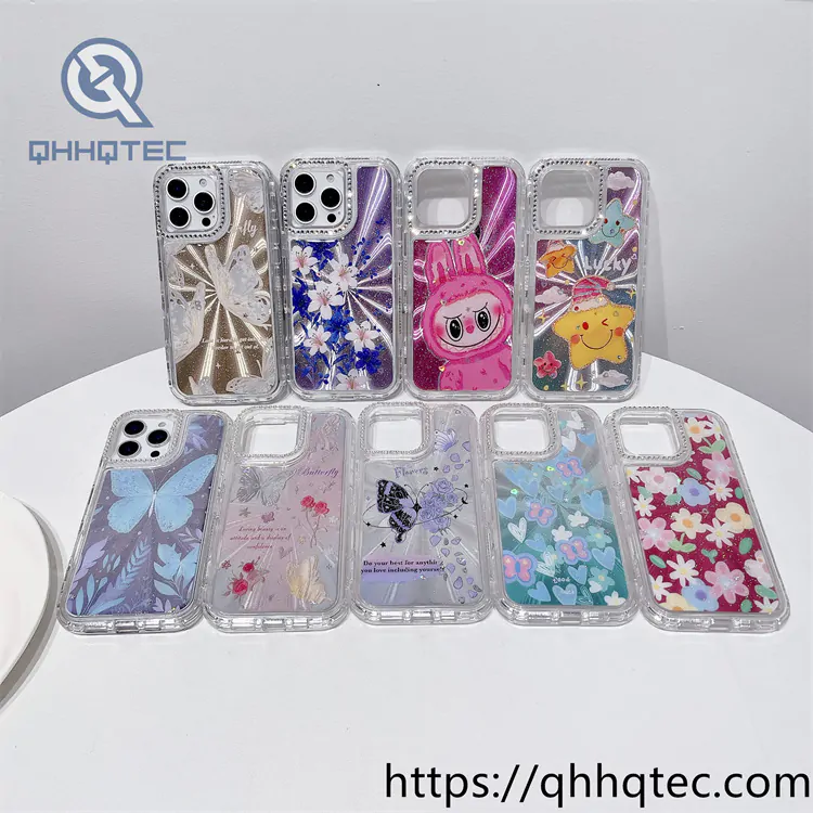 laser light 3 in 1 butterfly flowers labubu case