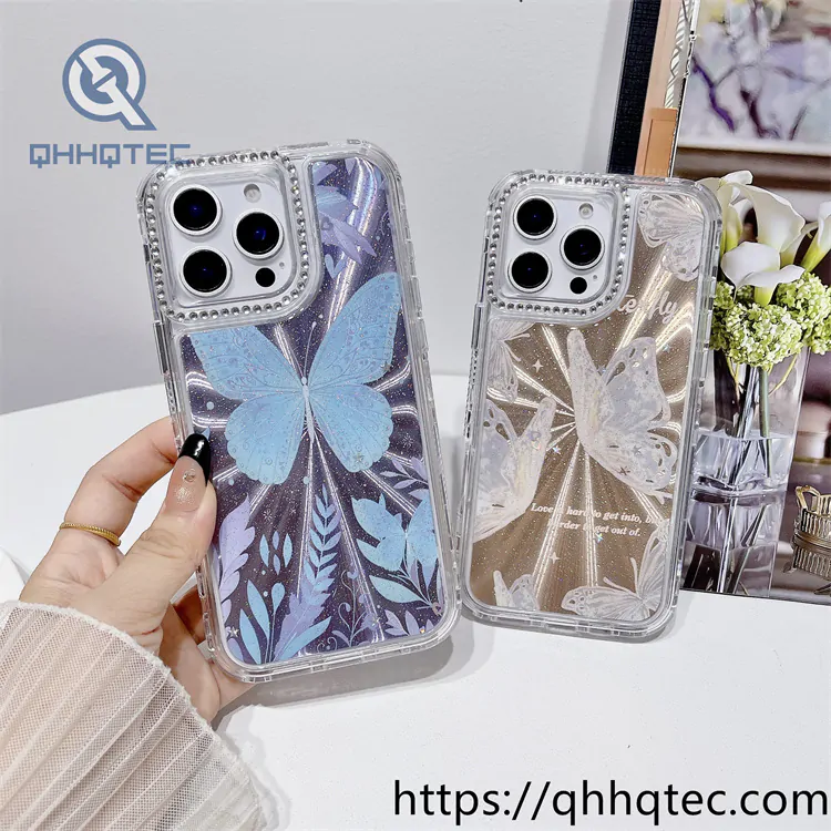 laser light 3 in 1 butterfly flowers labubu case