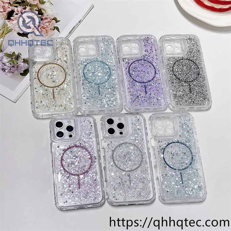 full sequins 3 in 1 magnetic 360 case