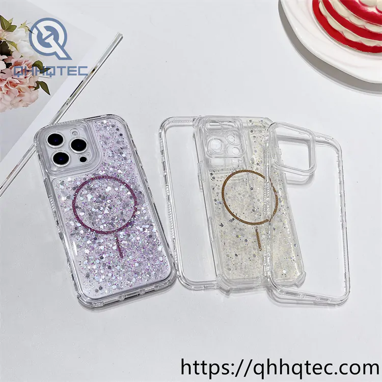 full sequins 3 in 1 magnetic 360 case