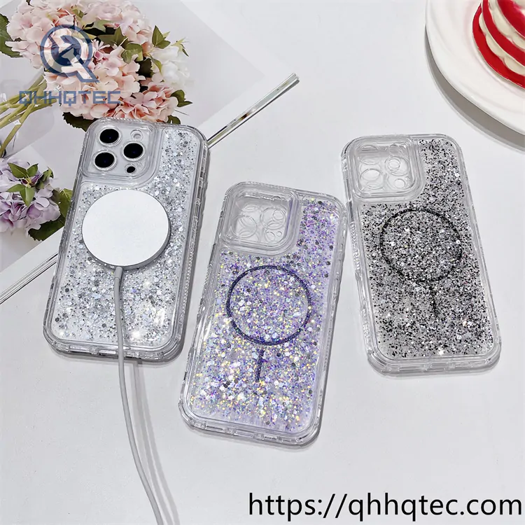 full sequins 3 in 1 magnetic 360 case