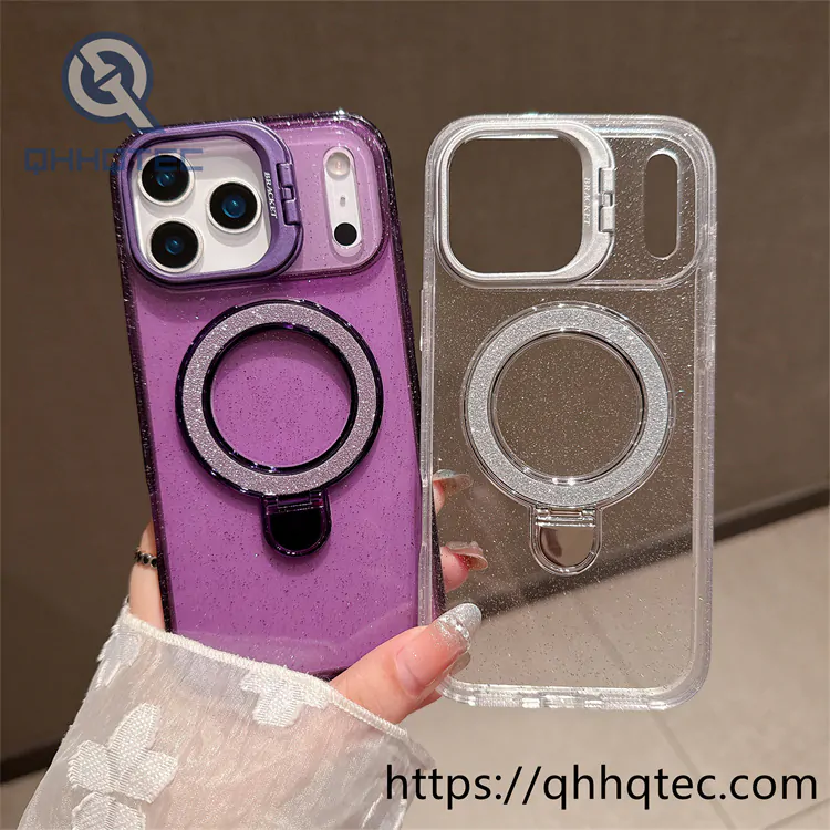 magnetic wireless charging case with popsocket camera