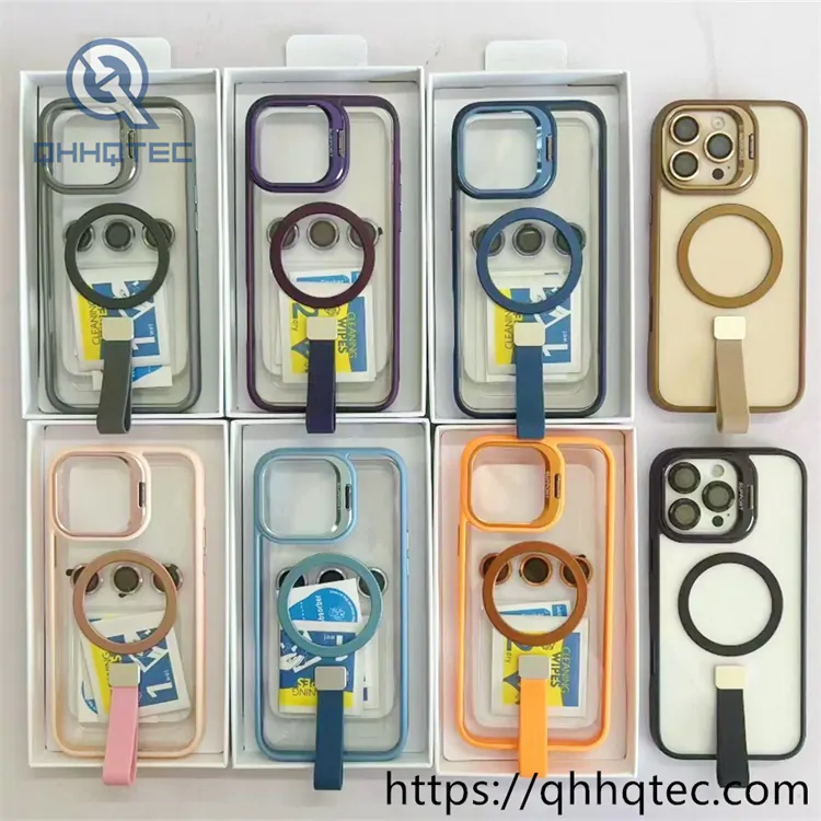 snap on magnetic case with bracket wrist strap