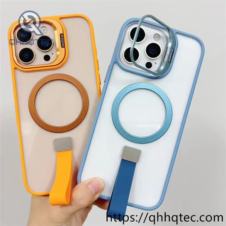 snap on magnetic case with bracket wrist strap