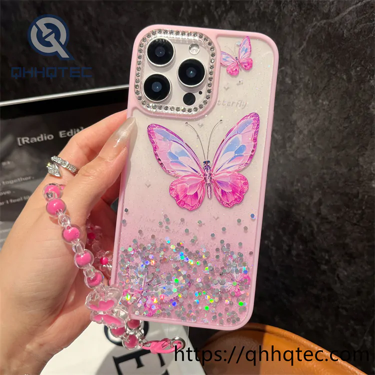 butterfly graident sequins 3 in 1 case